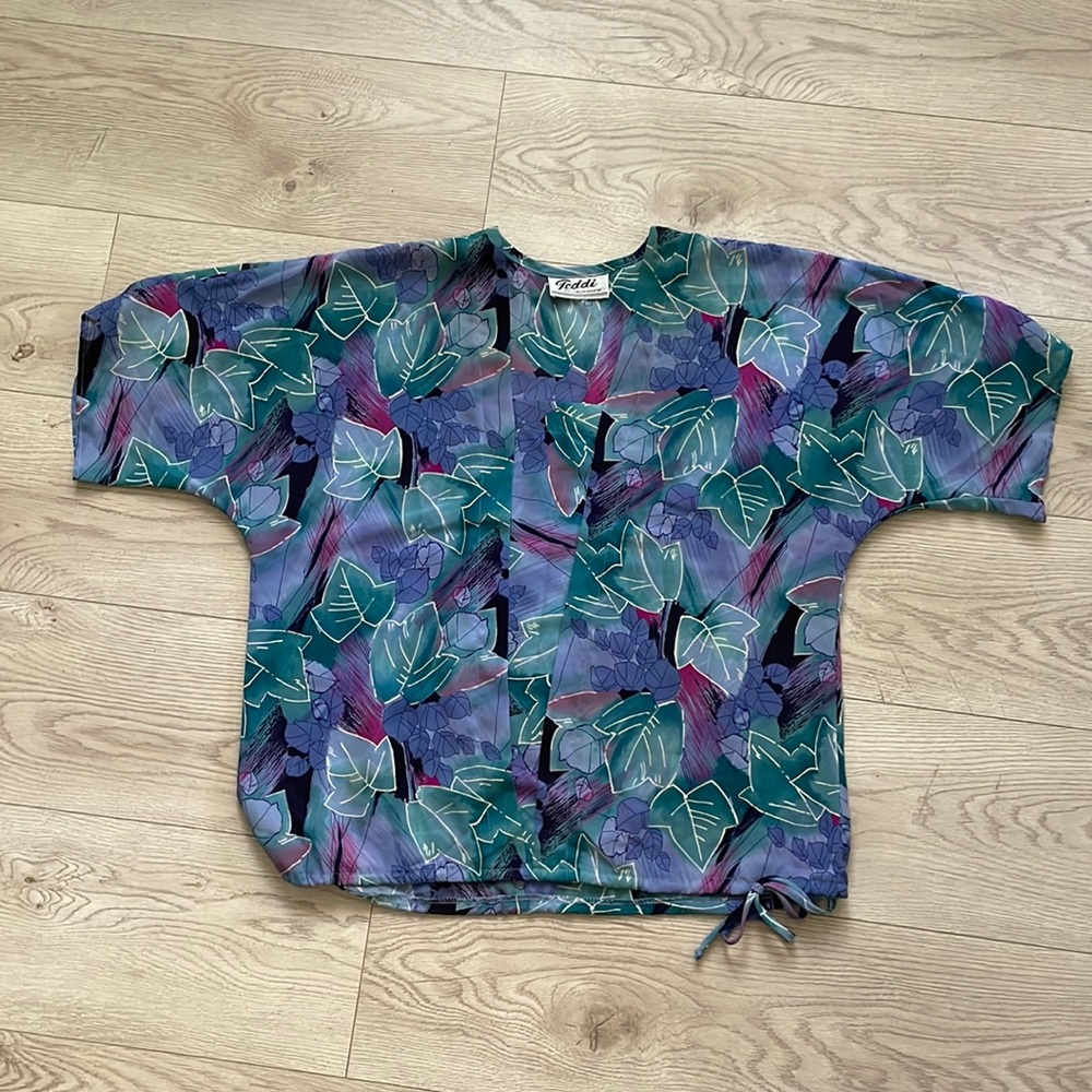 Vintage Teddi of California Sheer Floral Blouse